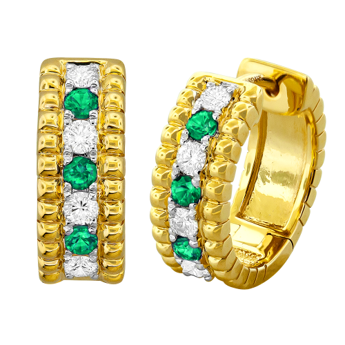 0.28CT DIAMOND 0.18CT EMERALD EARRING
