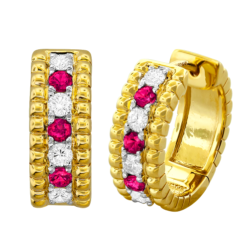 0.28CT DIAMOND 0.30CT RUBY EARRING