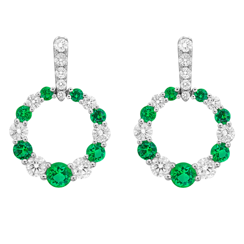 0.62CT DIAMOND 0.60CT EMERALD EARRING