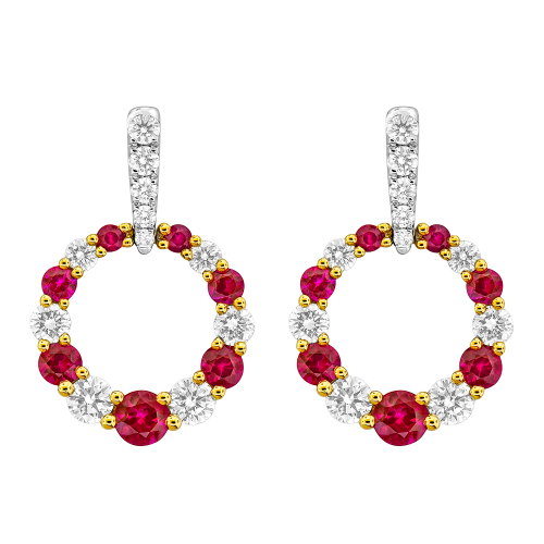 0.62CT DIAMOND 0.72CT RUBY EARRING
