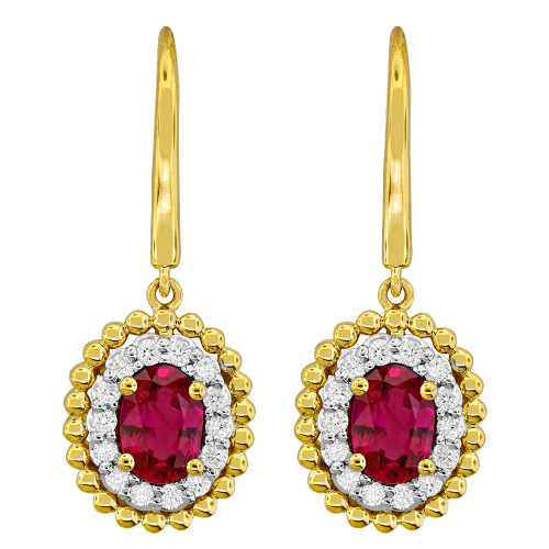 0.26CT DIAMOND 1.10CT RUBY EARRING