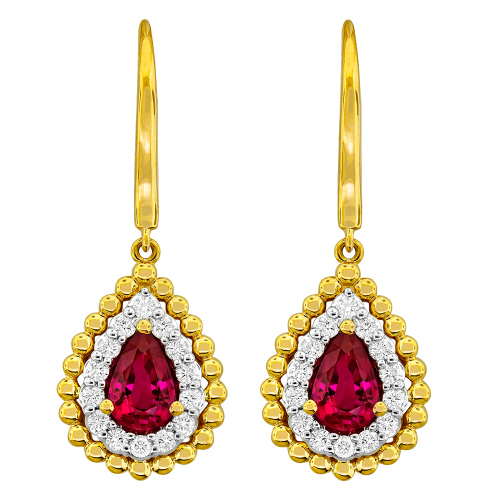 0.28CT DIAMOND 1.00CT RUBY EARRING
