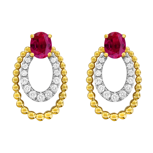 0.25CT DIAMOND 1.00CT RUBY EARRING