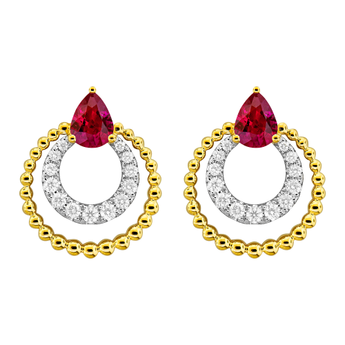 0.25CT DIAMOND 0.90CT RUBY EARRING