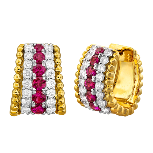 0.78CT DIAMOND 1.00CT RUBY EARRING
