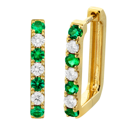 0.27CT DIAMOND 0.32CT EMERALD EARRING
