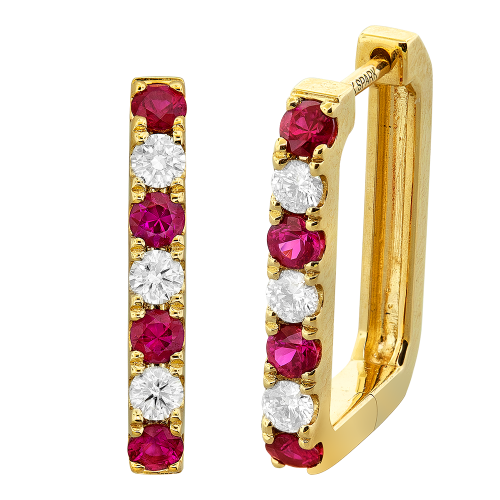 0.27CT DIAMOND 0.48CT RUBY EARRING