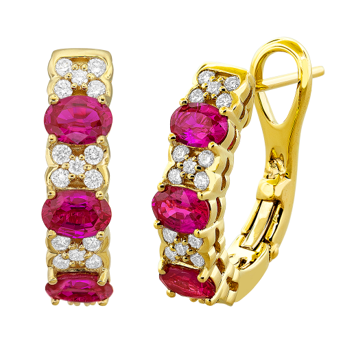 0.28CT DIAMOND 1.38CT RUBY EARRING
