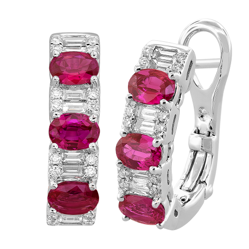 0.36CT DIAMOND 1.38CT RUBY EARRING