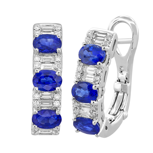 0.36CT DIAMOND 1.38CT SAPPHIRE EARRING