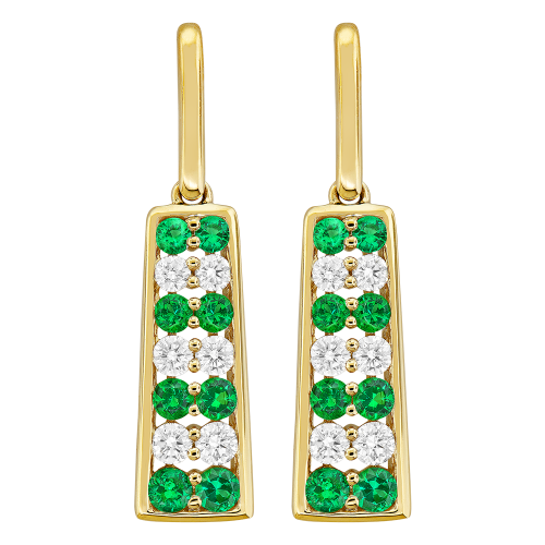 0.40CT DIAMOND 0.48CT EMERALD EARRING