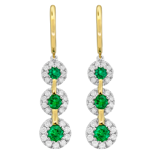 0.65CT DIAMOND 0.96CT EMERALD EARRING