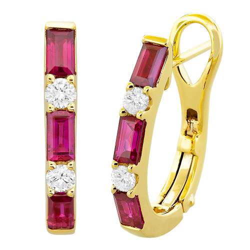 0.18CT DIAMOND 1.20CT RUBY EARRING