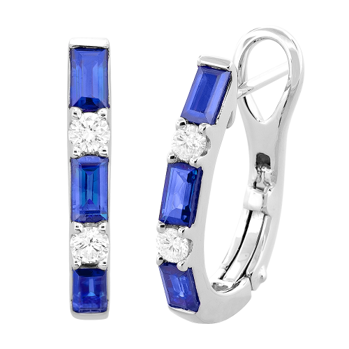 0.18CT DIAMOND 1.20CT SAPPHIRE EARRING
