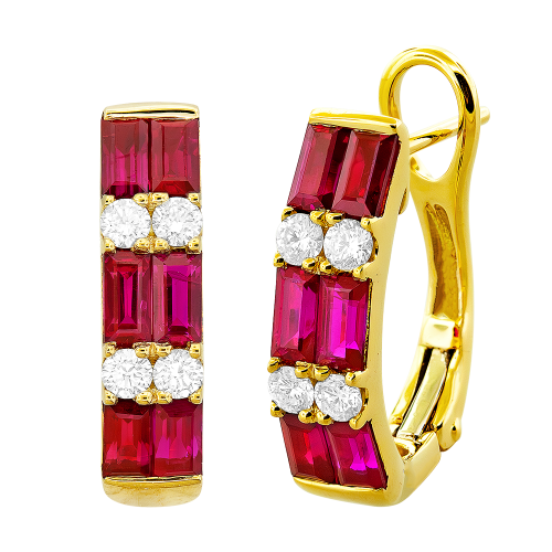 0.28CT DIAMOND 2.40CT RUBY EARRING