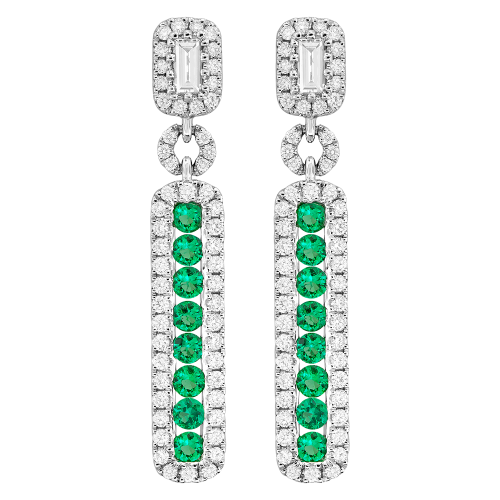 0.93CT DIAMOND 0.72CT EMERALD EARRING