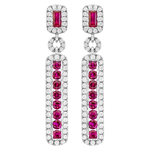 0.63CT DIAMOND 1.48CT RUBY EARRING