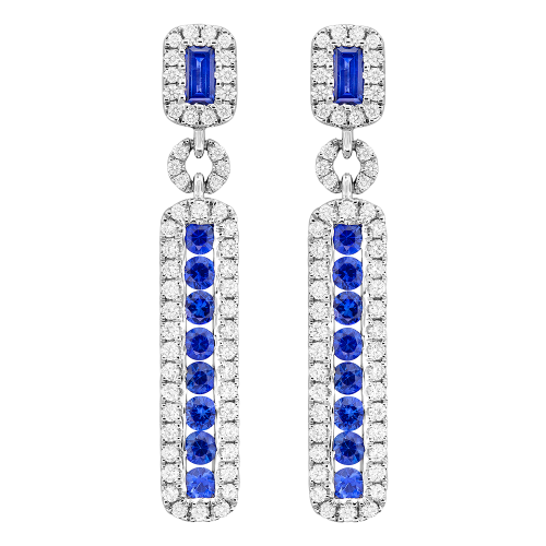 0.63CT DIAMOND 1.48CT SAPPHIRE EARRING