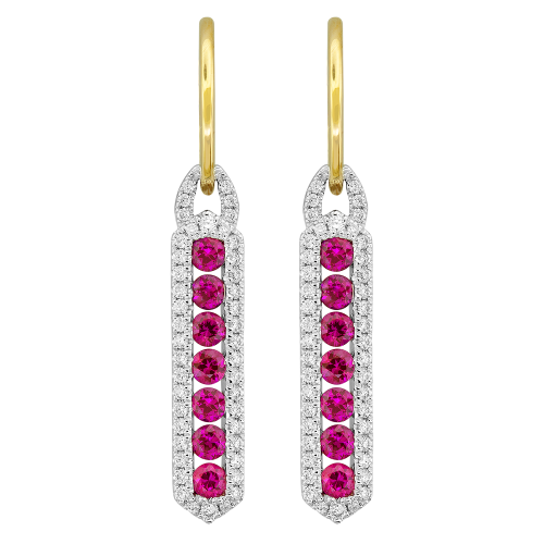 0.38CT DIAMOND 0.98CT RUBY EARRING