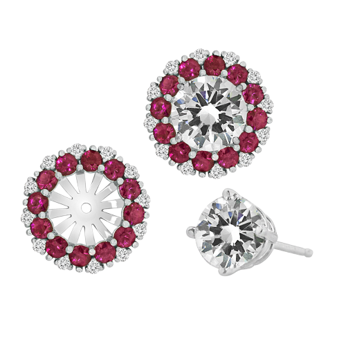 0.19CT DIAMOND 1.20CT RUBY EARRING JACKET