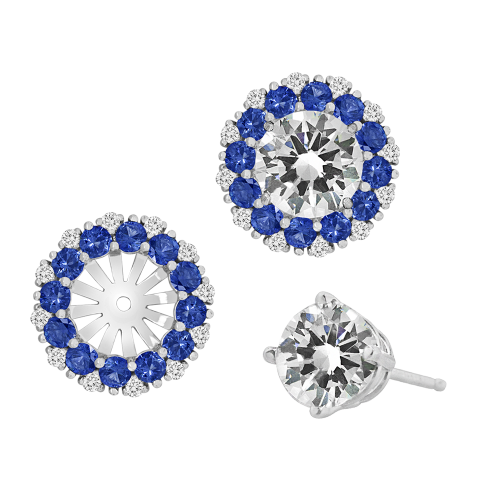 0.19CT DIAMOND 1.20CT SAPPHIRE EARRING JACKET