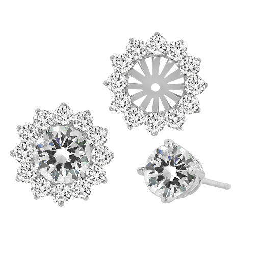 0.36CT DIAMOND 0.48CT RUBY EARRING JACKET (CENTERTO FIT .50CT EACH)