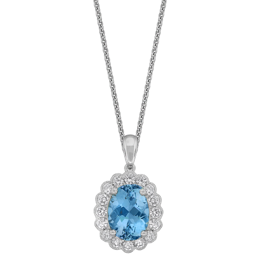 0.56CT DIAMOND 2.30CT AQUA PENDANT