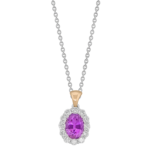0.36CT DIAMOND 1.00CT PINK SAPPHIRE PENDANT