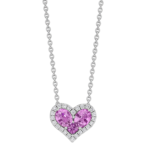 0.12CT DIAMOND 0.78CT PINK SAPPHIRE PENDANT