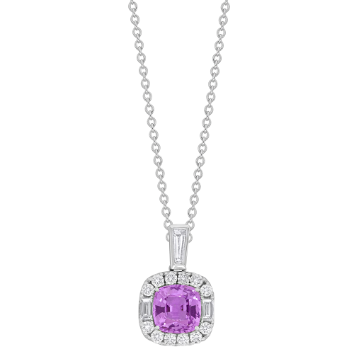 0.32CT DIAMOND 1.10CT PINK SAPPHIRE PENDANT