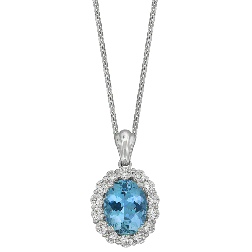 .84 CT DIAMOND 2.30 CT AQUA PENDANT