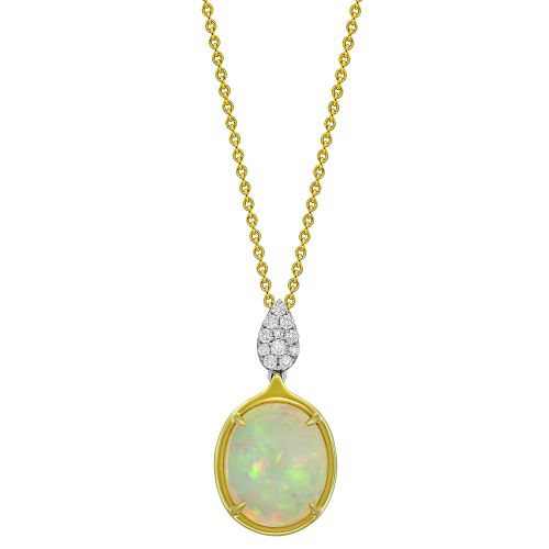 0.11CT DIAMOND 3.00CT OPAL PENDANT