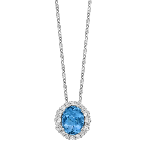 0.41CT DIAMOND 1.75CT AQUA PENDANT