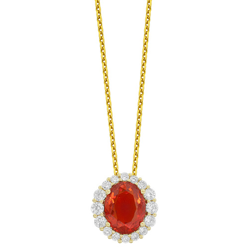 0.41CT DIAMOND 1.50CT FIREOPAL PENDANT