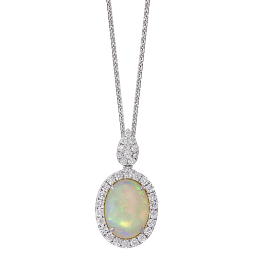 0.74CT DIAMOND 3.50CT OPAL PENDANT