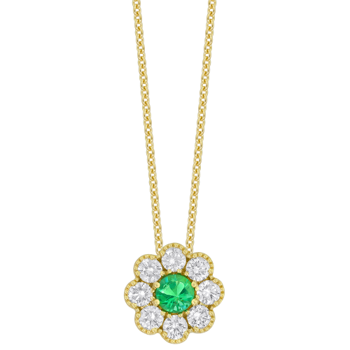 0.64CT DIAMOND 0.30CT EMERALD PENDANT