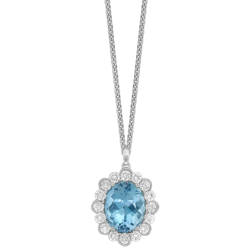 0.64CT DIAMOND 2.30CT AQUAMARINE PENDANT