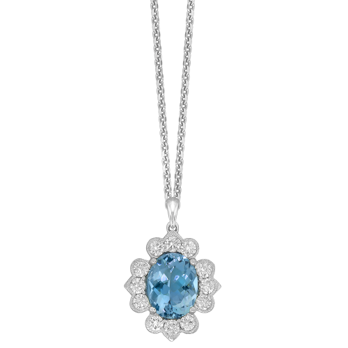 0.54CT DIAMOND 1.75CT AQUAMARINE PENDANT