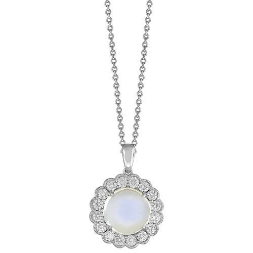 0.64CT DIAMOND 3.50CT MOONSTONE PENDANT
