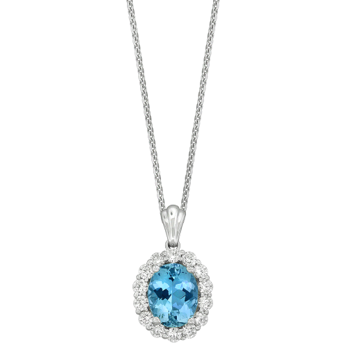 0.54CT DIAMOND 1.75CT AQUA PENDANT