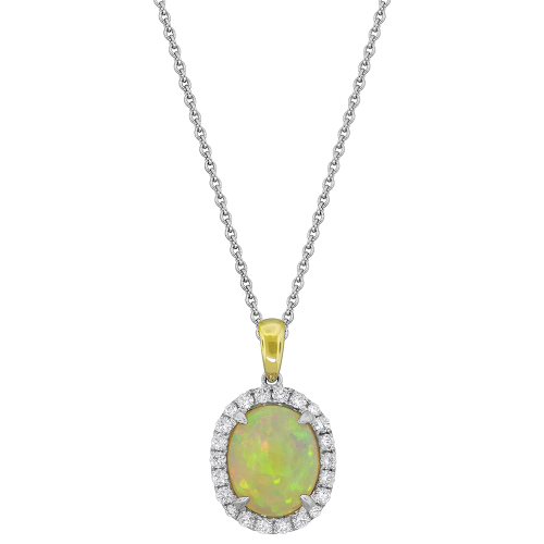 0.36 CT DIAMOND 1.75 CT OPAL PENDANT