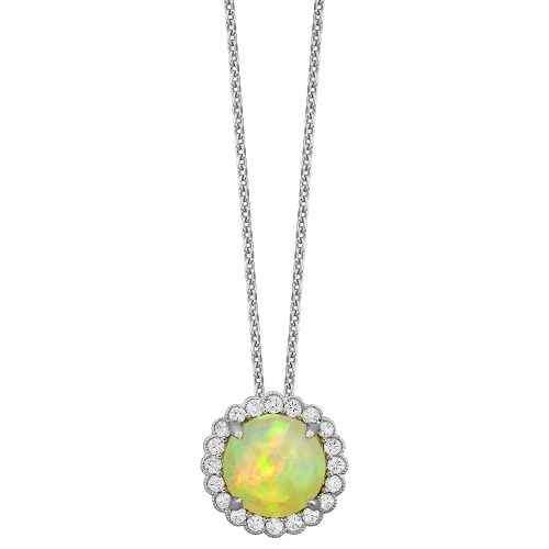 0.40CT DIAMOND 3.00CT OPAL PENDANT