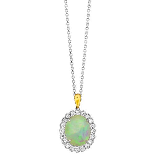 0.40CT DIAMOND 2.25CT OPAL PENDANT