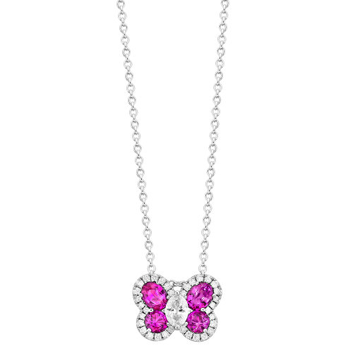 0.28CT DIAMOND 0.70CT PINK SAPPHIRE PENDANT