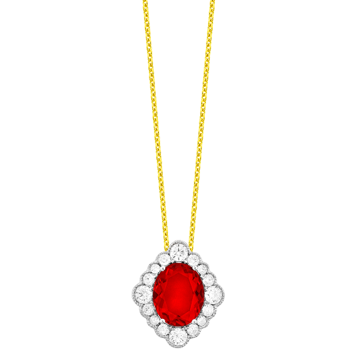 0.68CT DIAMOND 2.00CT FIREOPAL PENDANT