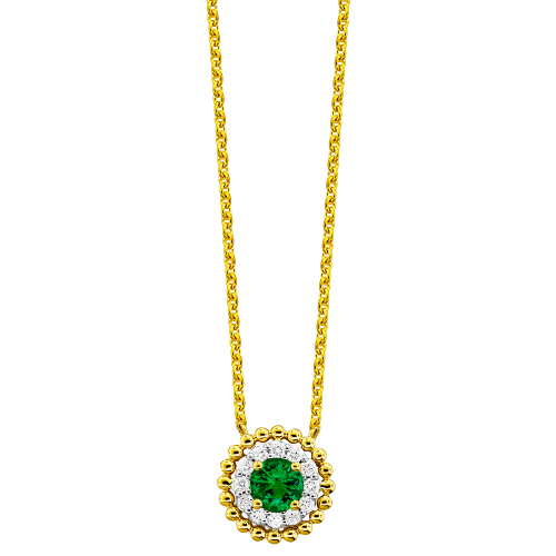 0.12CT DIAMOND 0.25CT EMERALD PENDANT