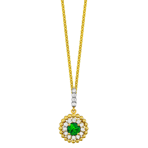 0.15CT DIAMOND 0.25CT EMERALD PENDANT