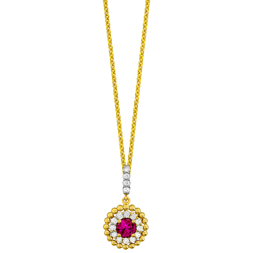 0.15CT DIAMOND 0.30CT RUBY PENDANT