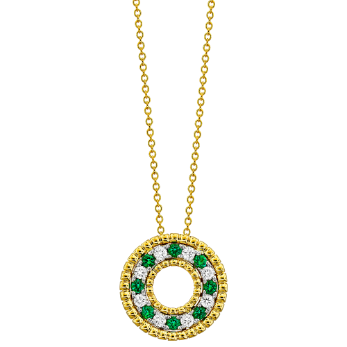 0.28CT DIAMOND 0.24CT EMERALD PENDANT