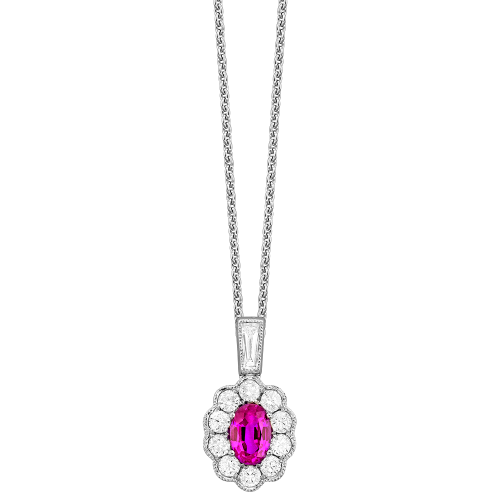 0.53CT DIAMOND 0.60CT PINK SAPPHIRE PENDANT